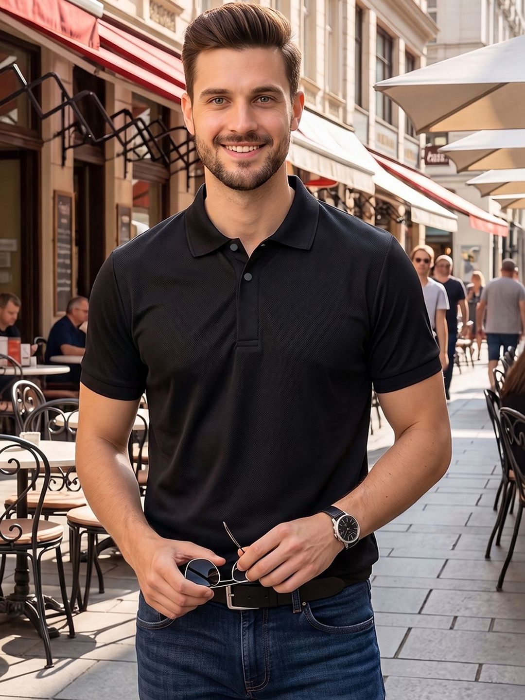 ALWAYS SHINE Men Polo Collar T-shirt