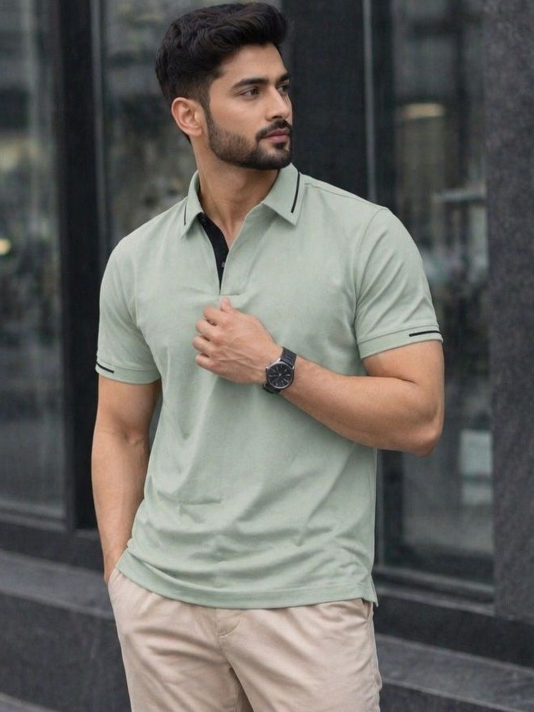 TAZO Men Polo Collar T-shirt
