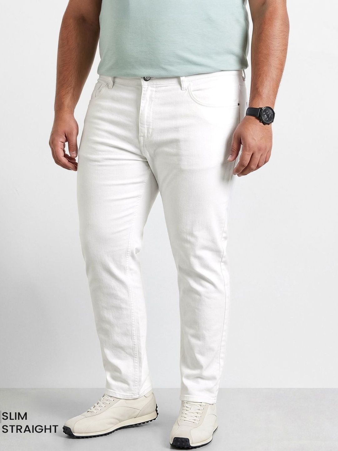 The Indian Garage Co Men Straight Fit Mid-Rise Stretchable Jeans