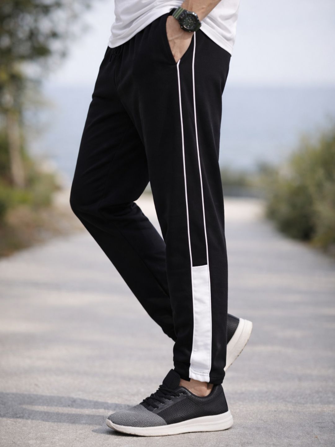 Buy MADSTO Men Colourblocked Pure Cotton Sports Track Pant - Track