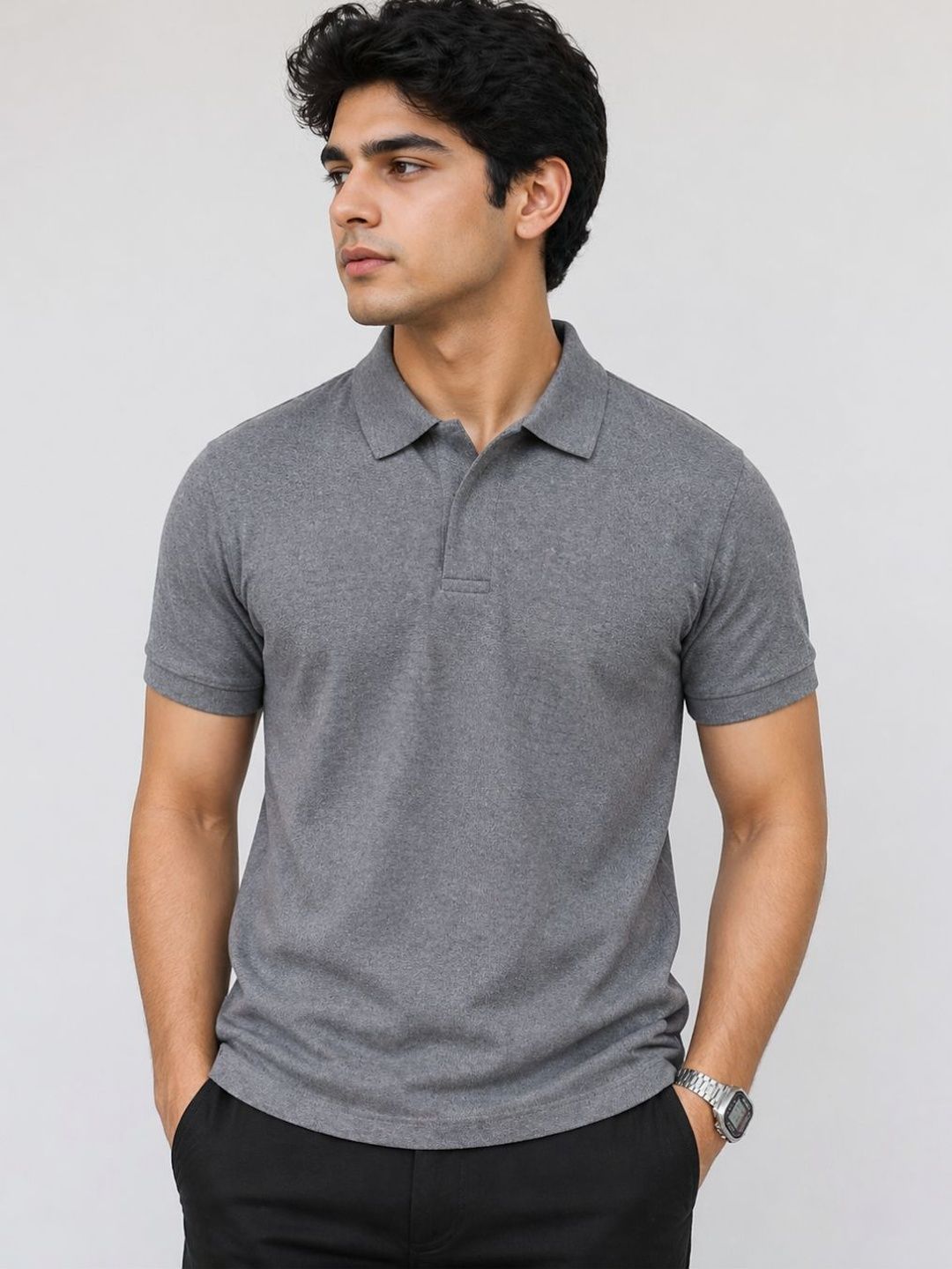 Crazybee Tshirt Men Polo Collar T-shirt