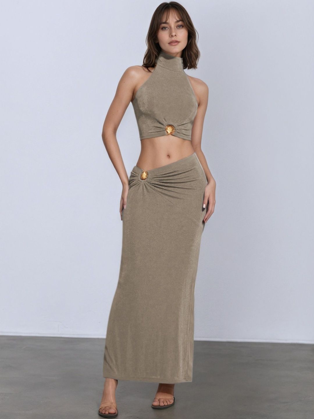 StyleCast Women Draped Maxi Straight Skirt