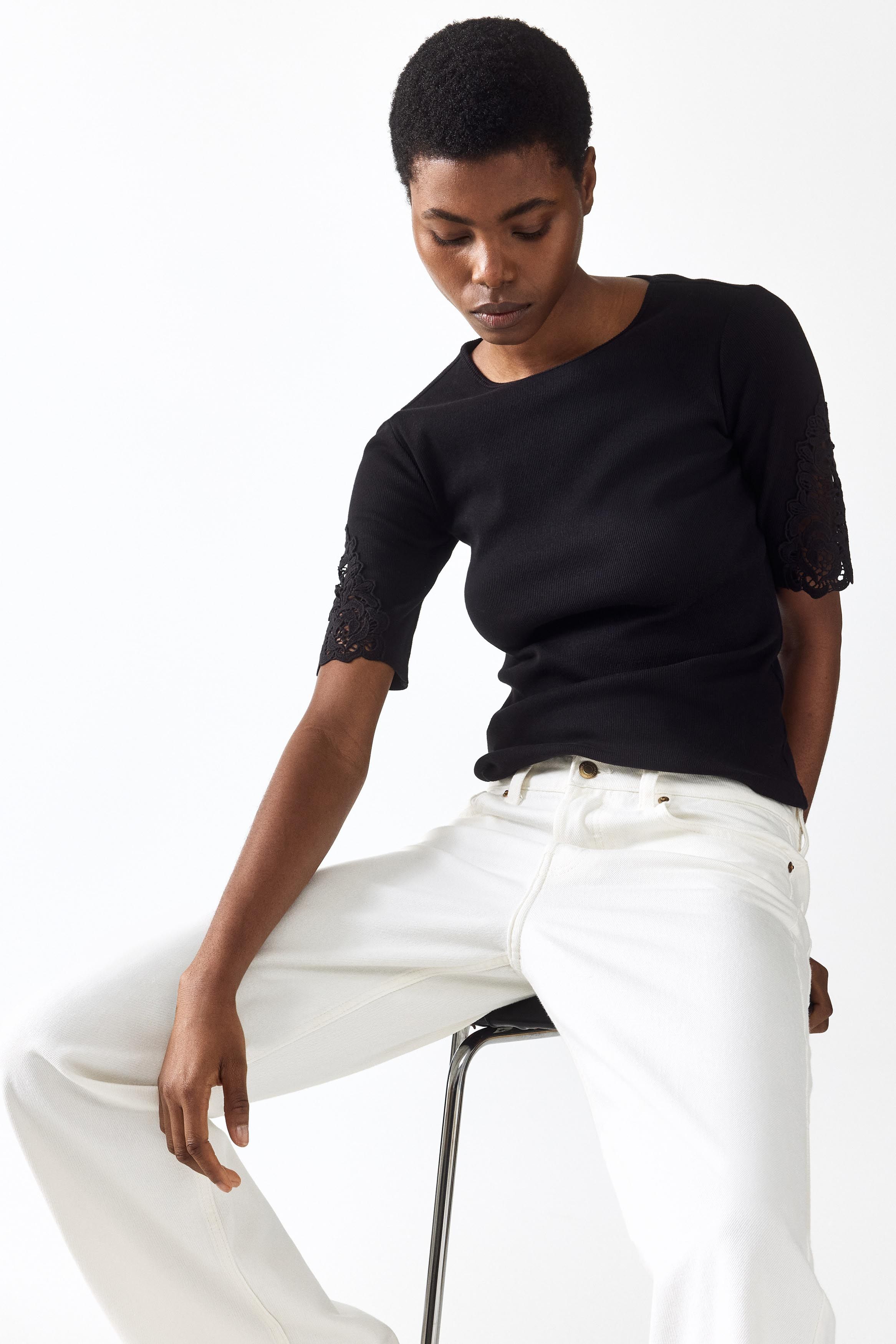 Buy H&M Ribbed Lace-Inset Top - Tops for Women 40688139 | Myntra