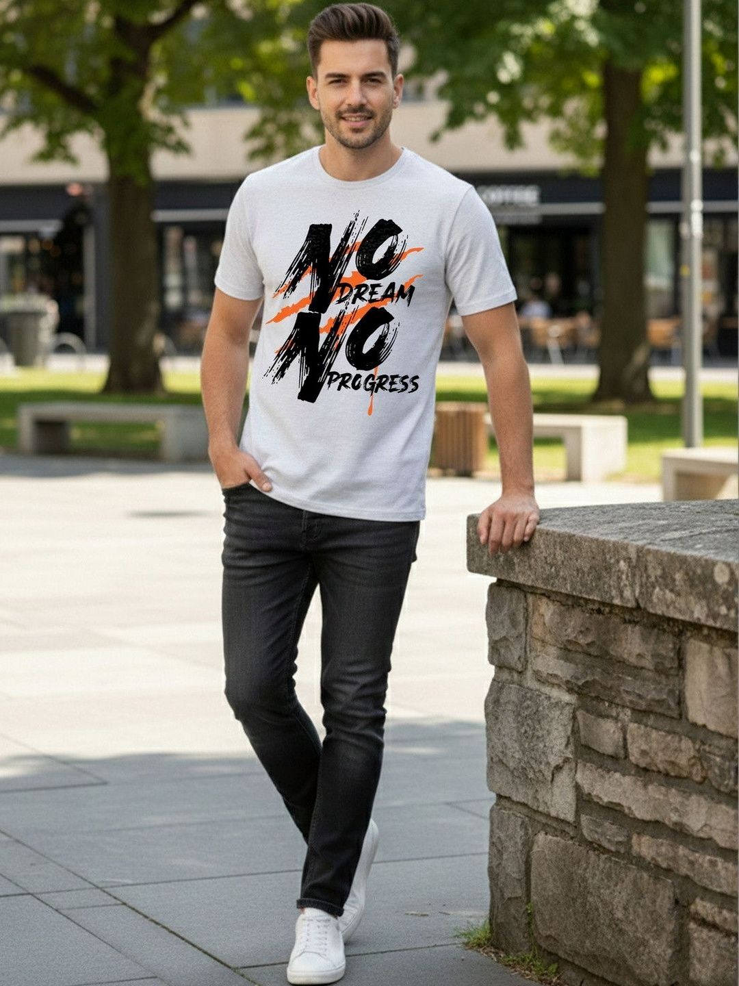 SYMBLANCE Men Typography Printed T-shirt