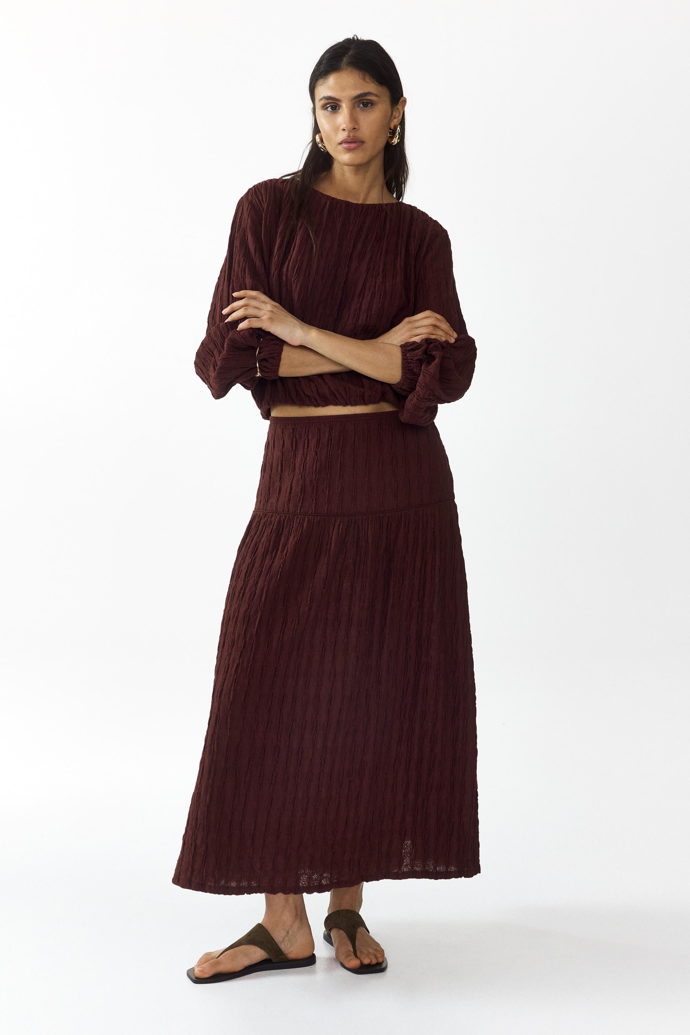 H&M H&M Textured jersey midi skirt