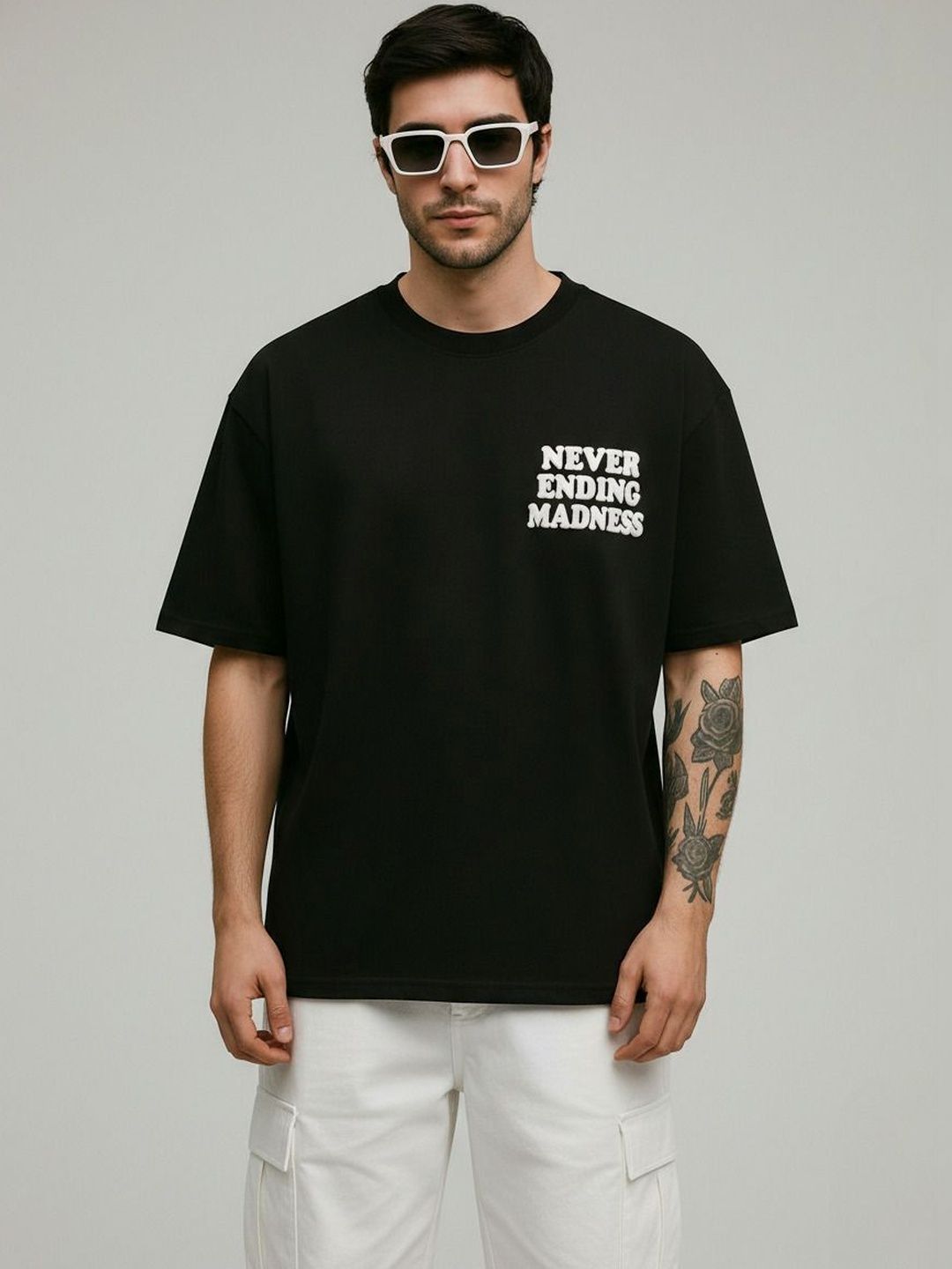 LazyGreg Men Typography Printed Pure Cotton T-shirt