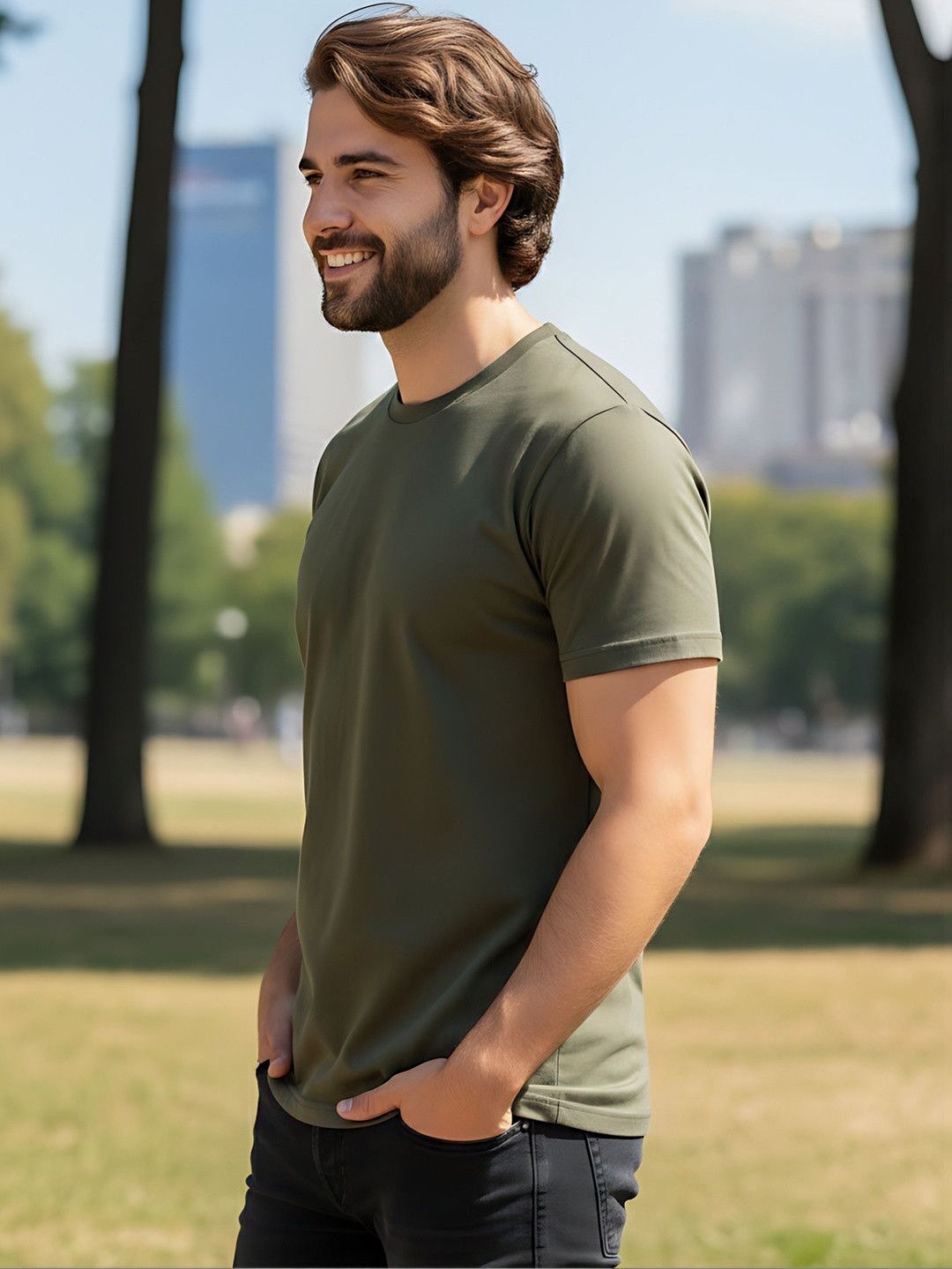 SYMBLANCE Men Printed Round Neck Short Sleeve Regular Fit Tshirt