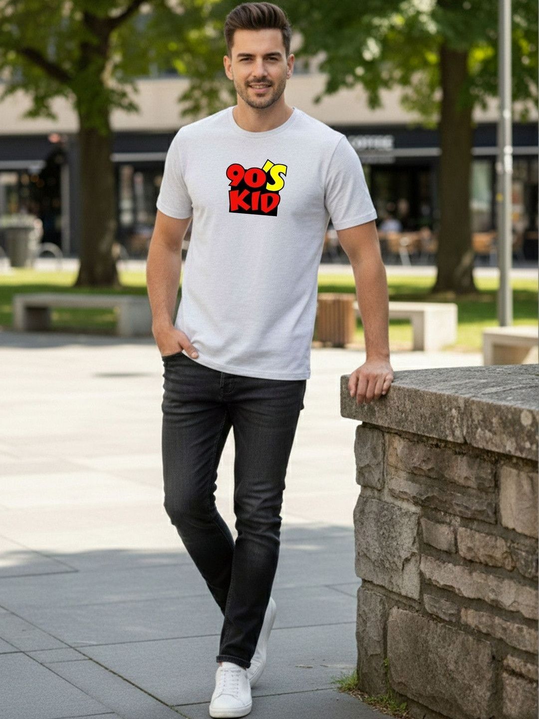 SYMBLANCE Men Typography Printed T-shirt