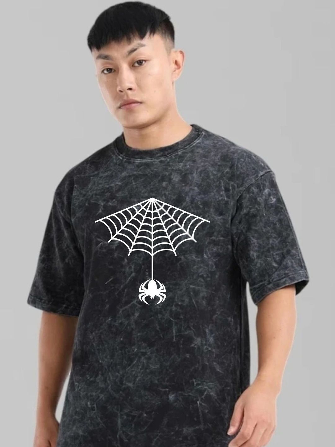 LazyGreg Charcoal Spider-man Graphic Relaxed Fit T-shirt