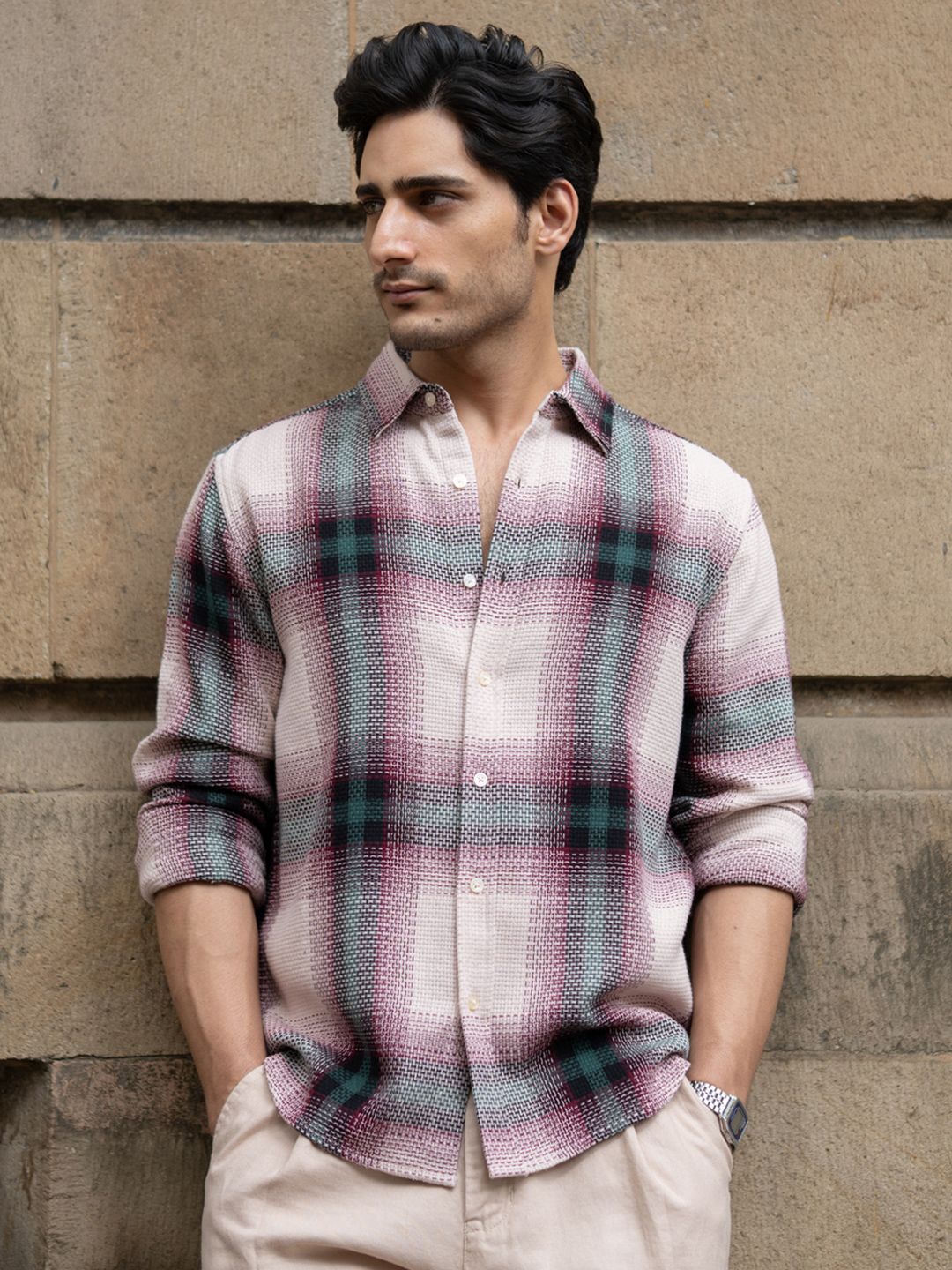 Powerlook Powerlook Multicolour Structured Checks Shirts