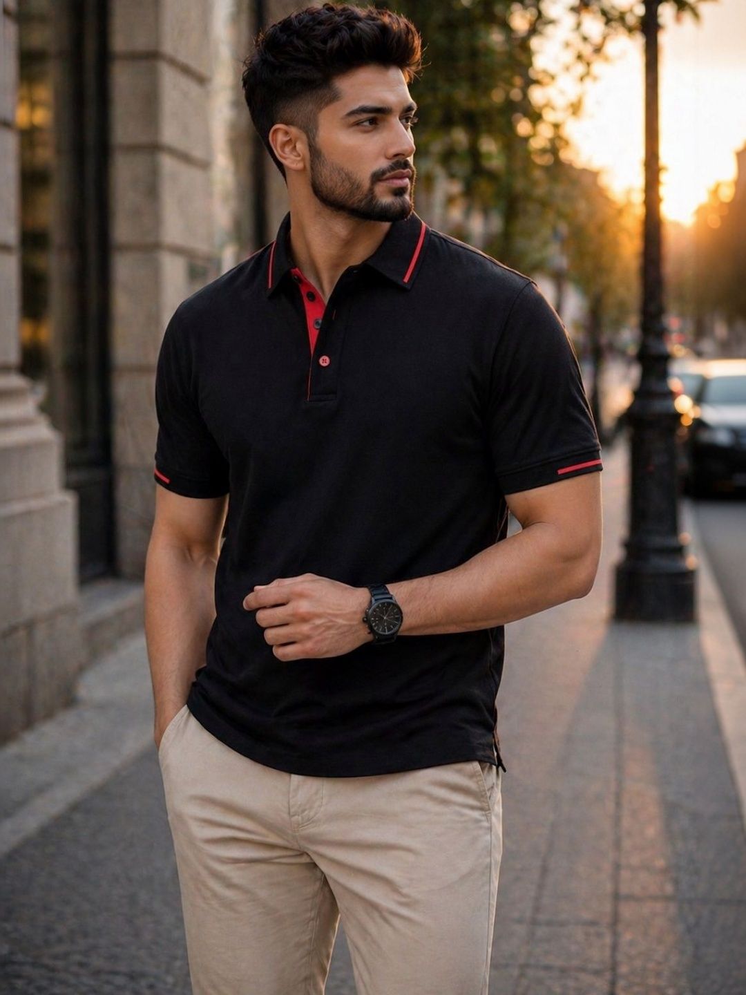 TAZO Men Polo Collar T-shirt