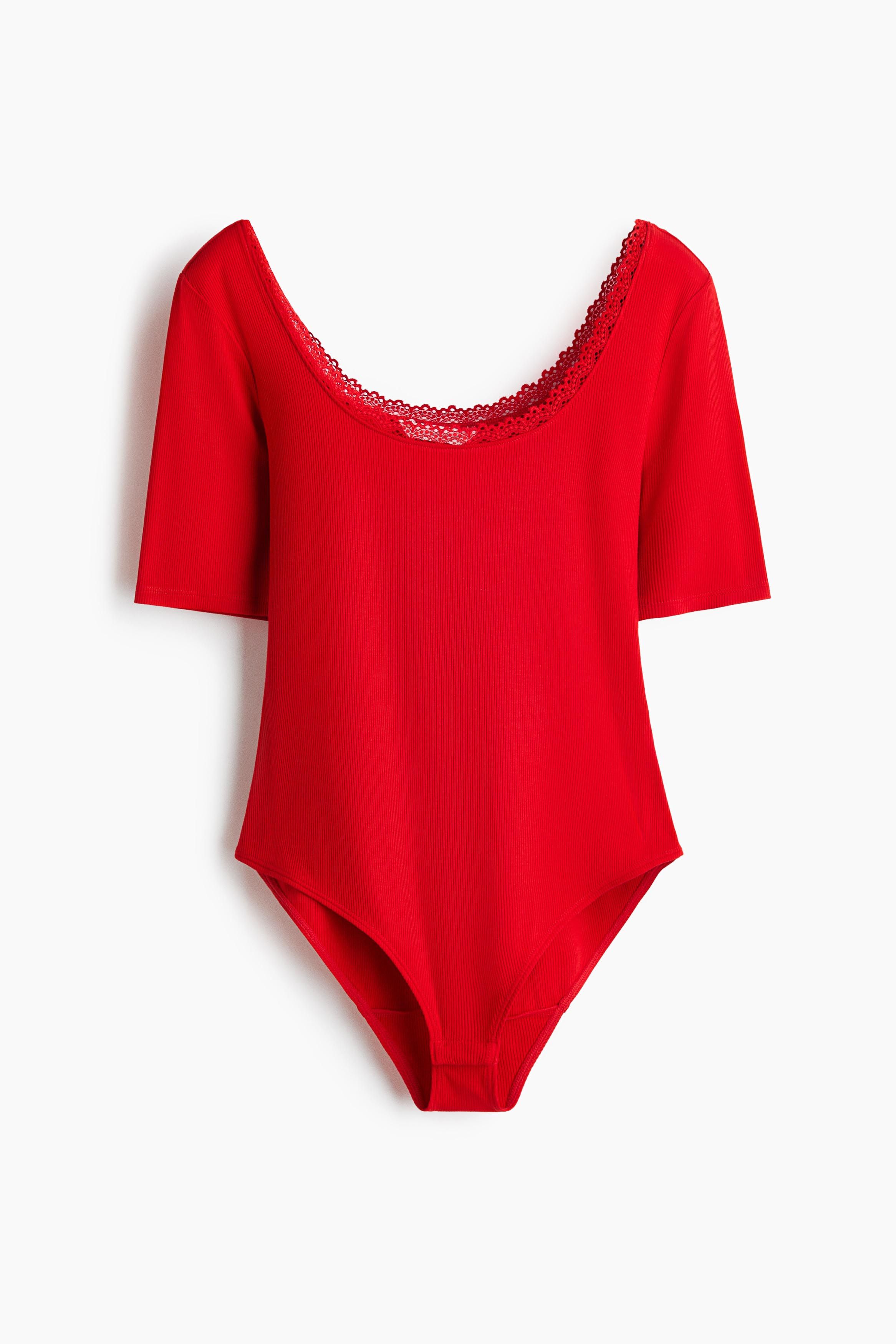 H&M Lace-Trimmed Ribbed Body