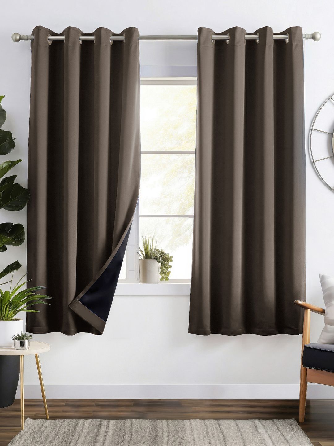 Story@home Story@home Tan Set of 2 Black Out Window Curtain