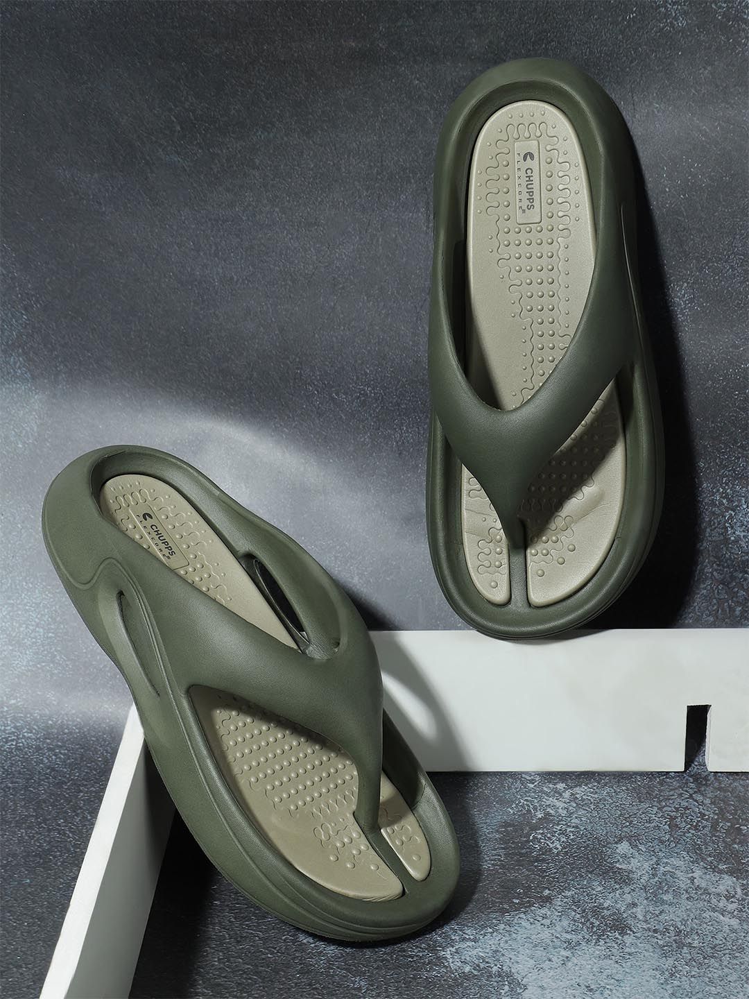 CHUPPS Men Olive Beige Dune Orthopedic Sliders