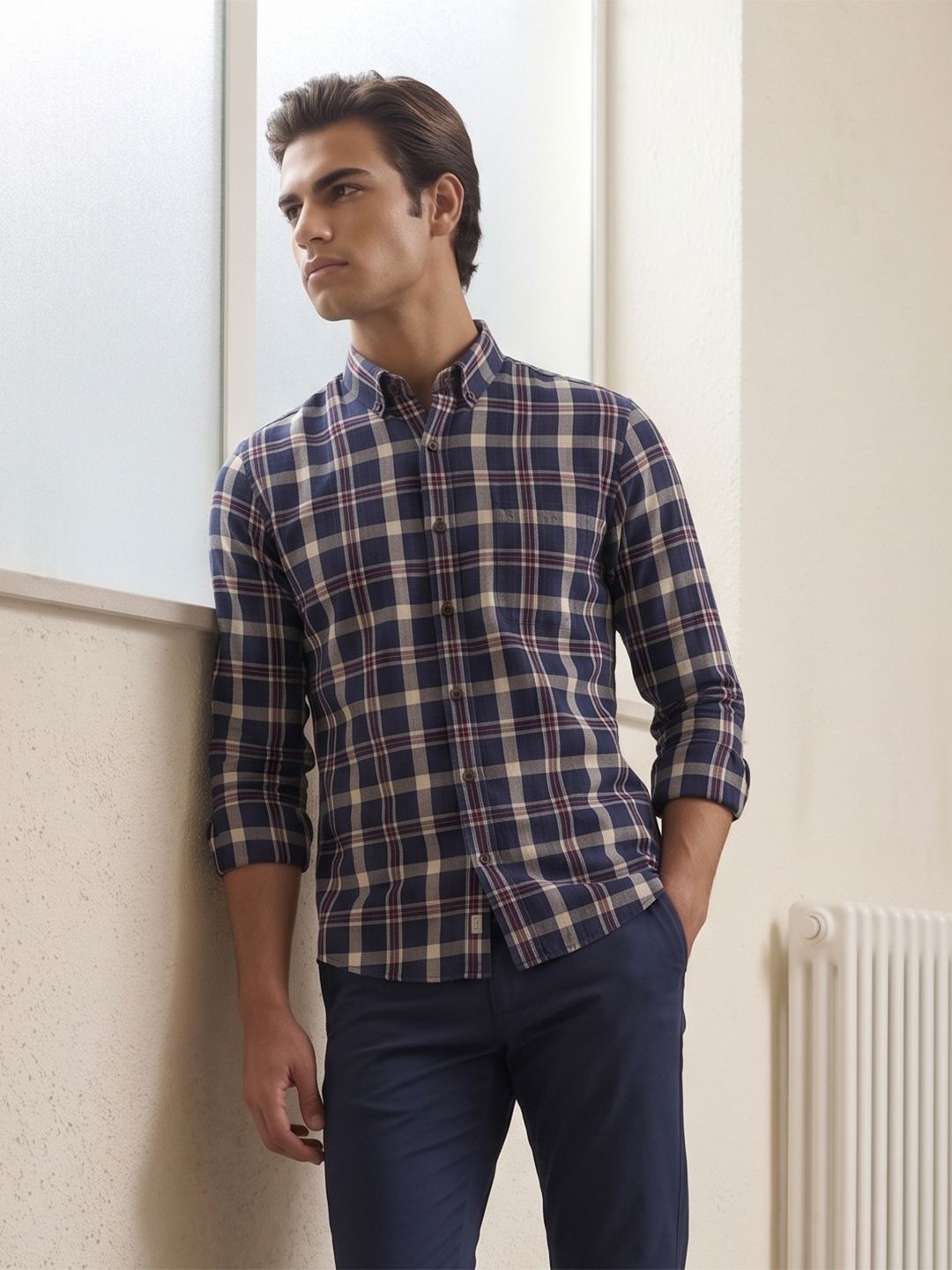 Mr Bowerbird Premium Tailored Fit Checked Casual Shirt
