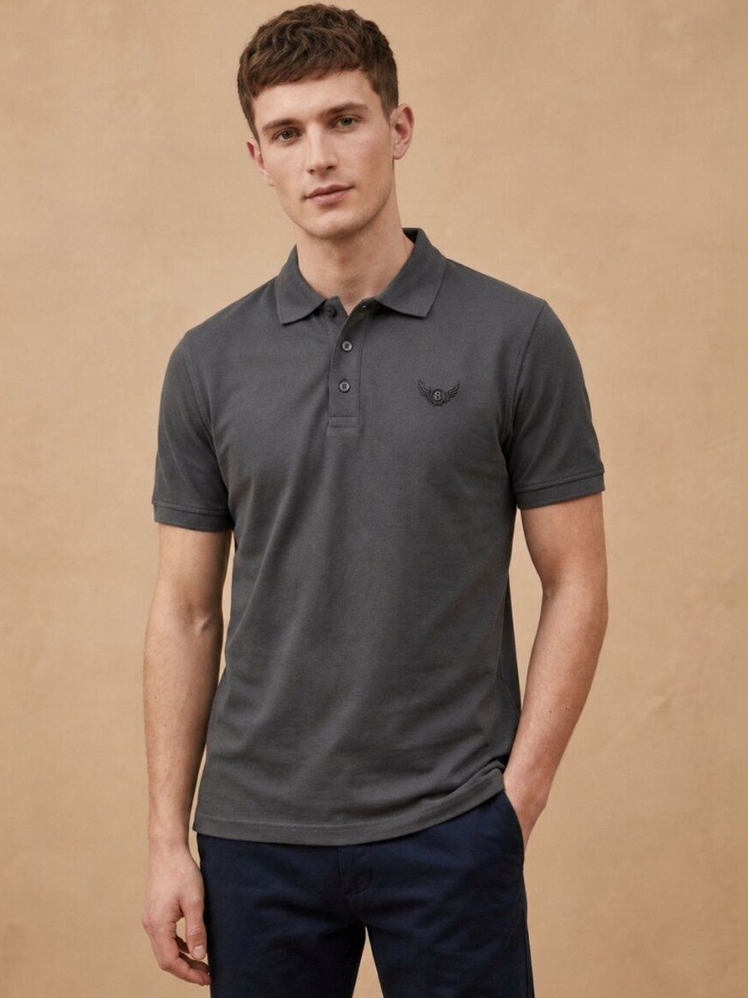 STRAY88 Men Brand Logo Polo Collar T-shirt