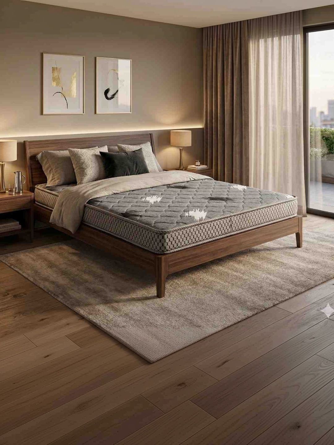 COZY CUB Grey & White Quilted Sag Resistant King Size Mattress