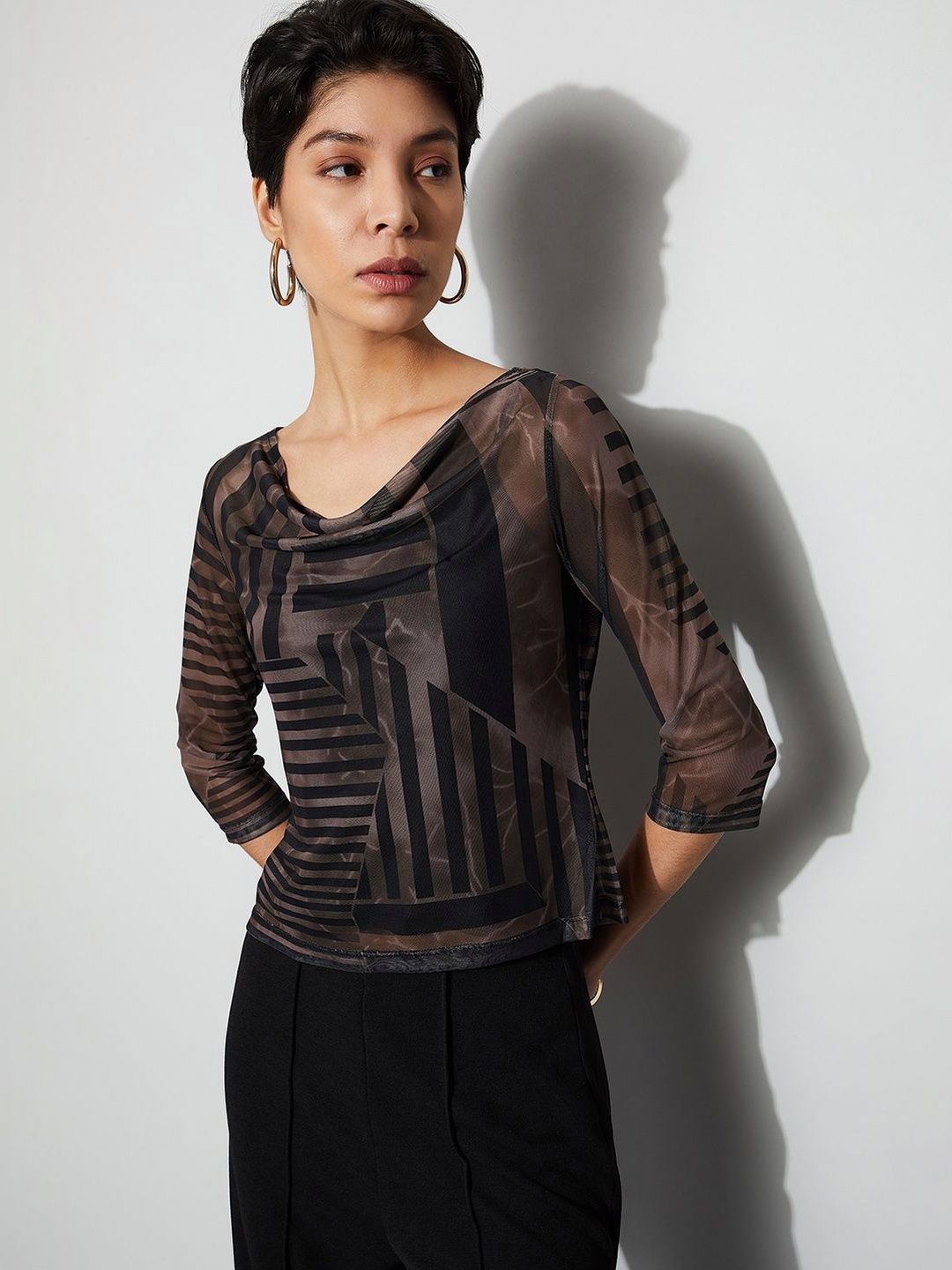 CODE by Lifestyle Print Cowl Neck Top