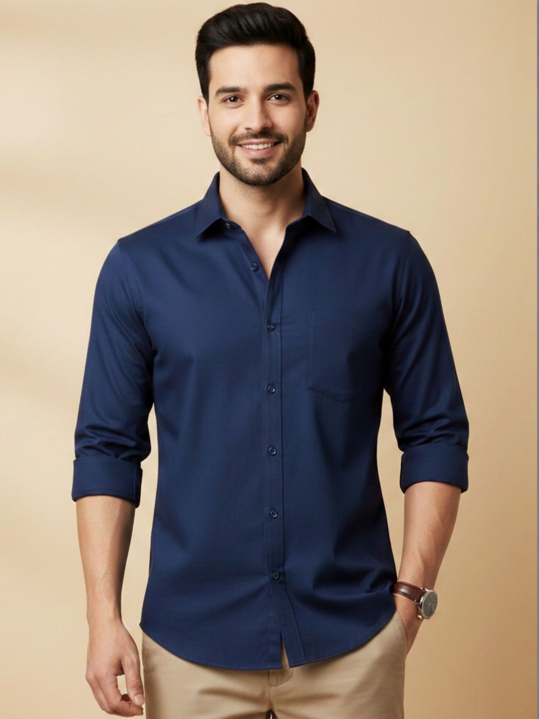 Color Bucket Men Classic Slim Fit Casual Shirt
