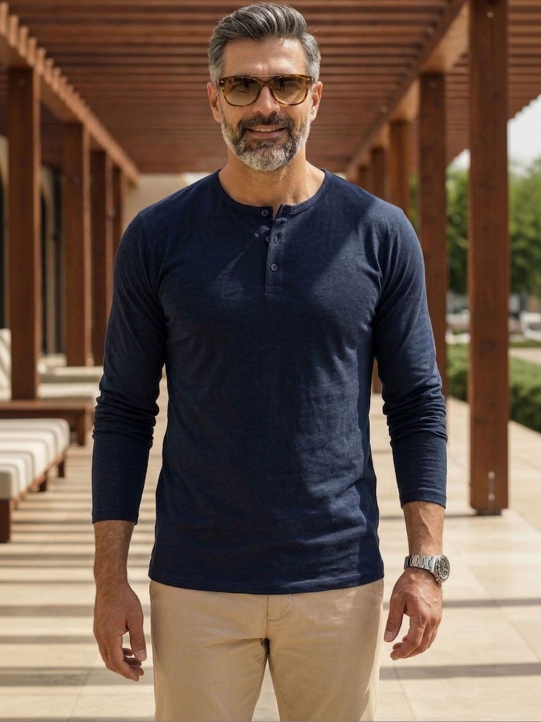 LEON Men Henley Neck T-shirt