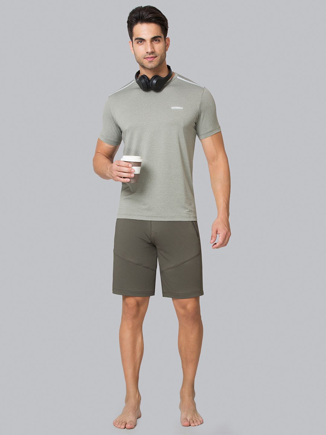 Van Heusen Innerwear Performance Men Striped Swift Dry Crew Neck Slim Fit Lounge Tshirt