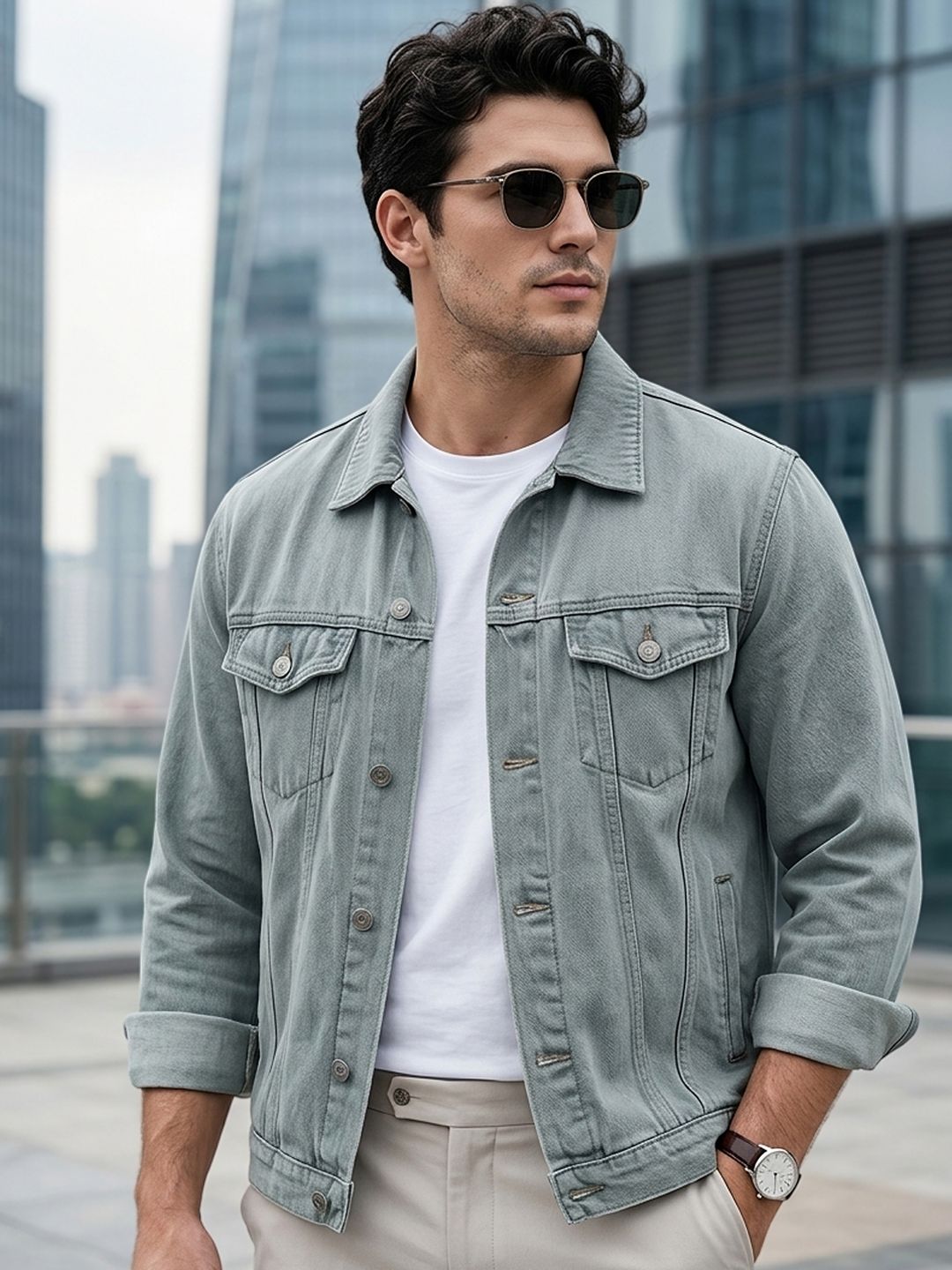 Urbano Fashion Men Washed Regular Fit Denim Jacket