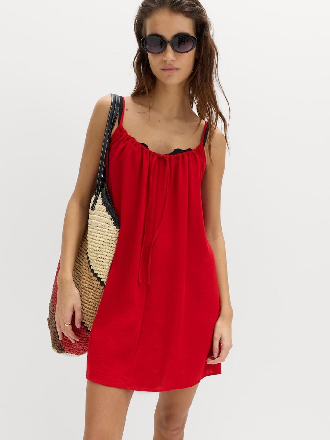 Marks & Spencer Solid Red Viscose Rayon Women Regular Fit Mini Dress