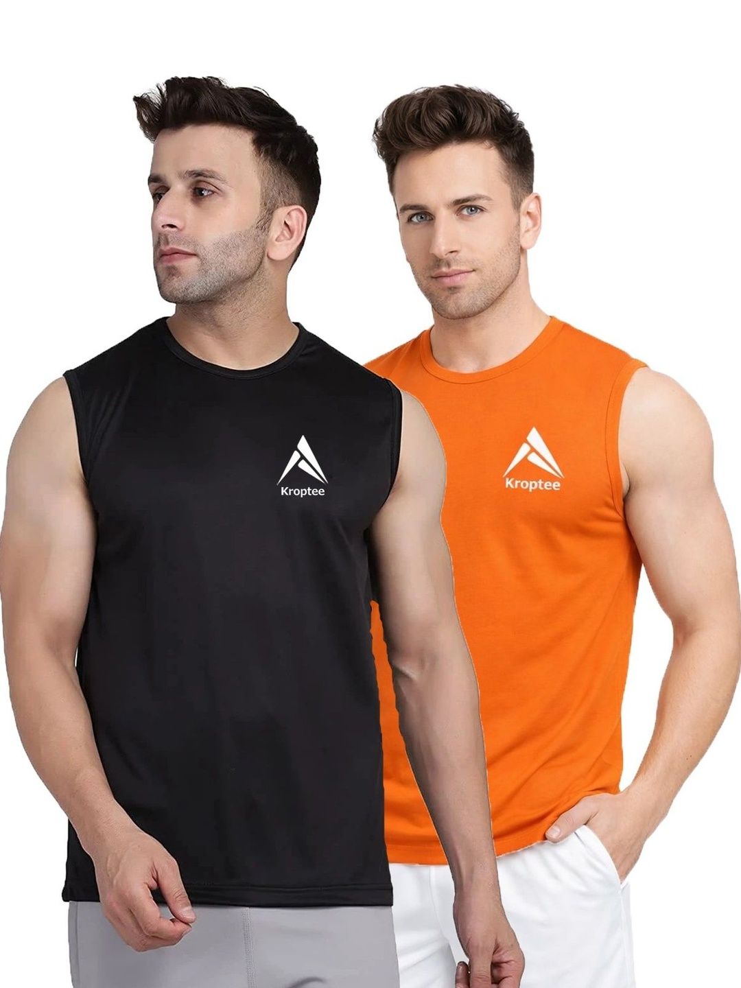 Kroptee Pack of 2 Cotton Blend Gym Vest