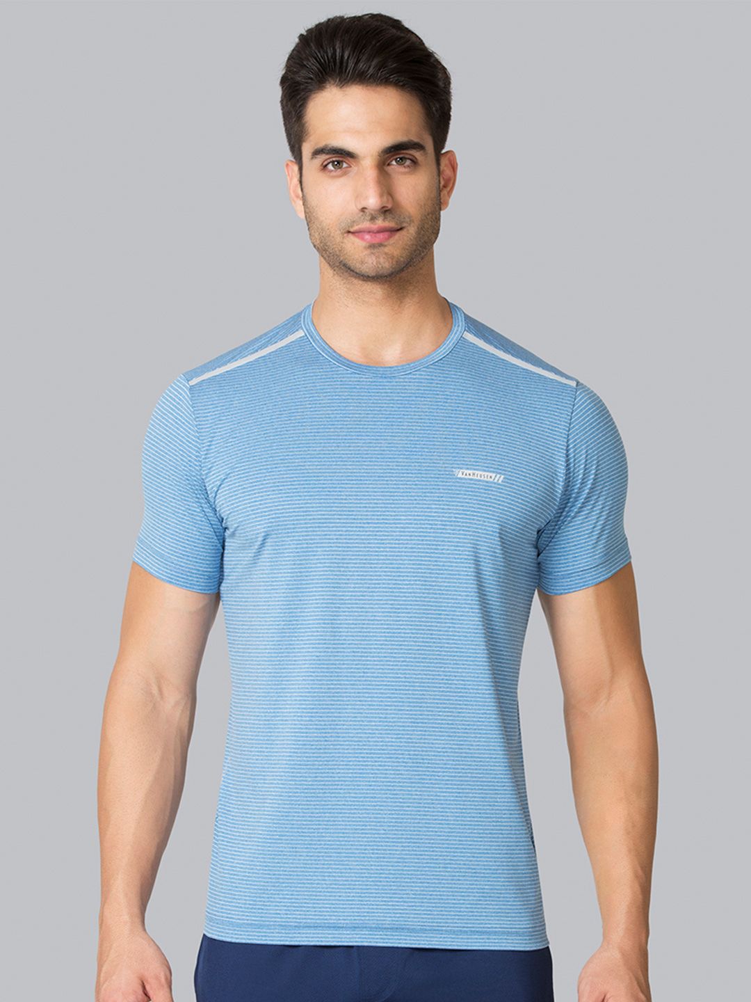 Van Heusen Innerwear Performance Men Striped Swift Dry Crew Neck Slim Fit Lounge T-Shirt