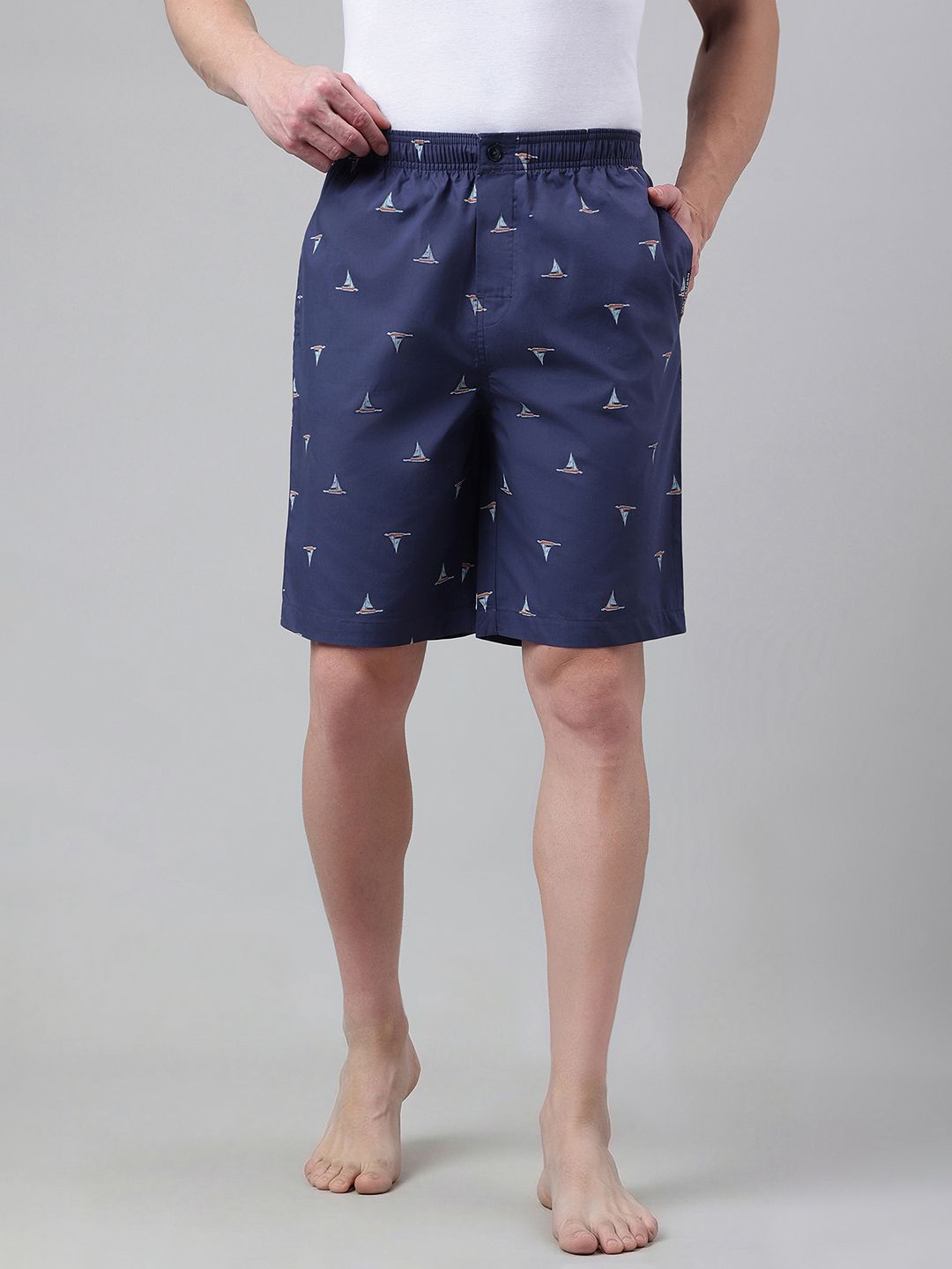 Van Heusen Innerwear Van Heusen Innerwear Men Printed Regular Fit Mid-Rise Cotton Lounge Shorts