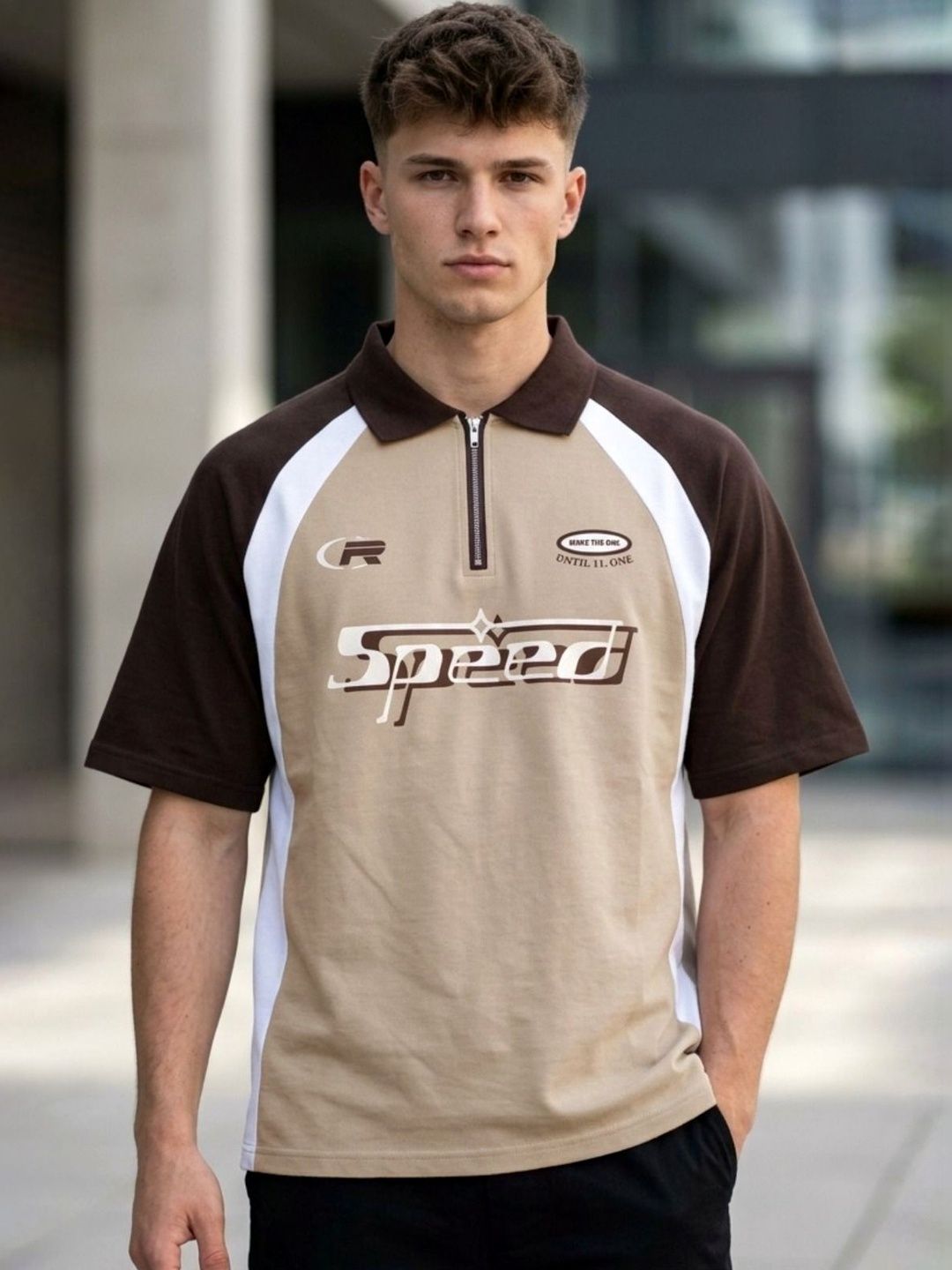 JUMPCUTS Men Typography Printed Polo Collar T-shirt