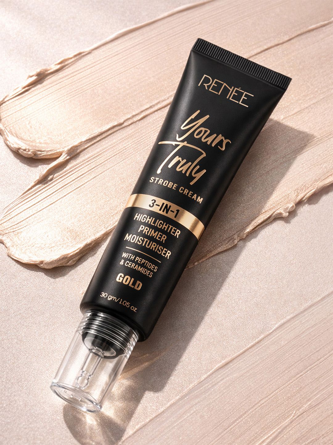 Renee Yours Truly Multipurpose Strobe Cream For Face - Gold 3-In-1 Non Sticky - 30g