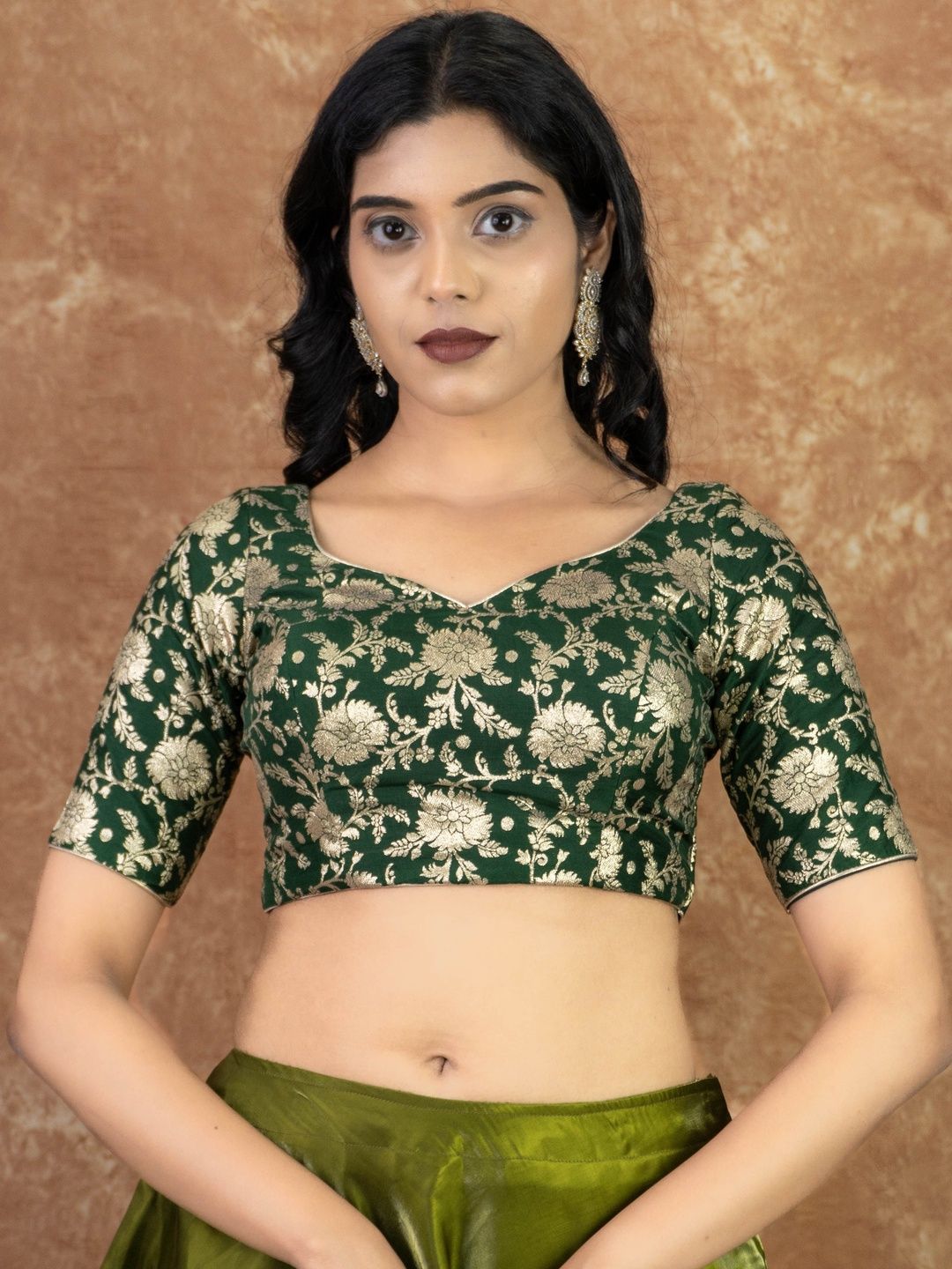 FIGURES DESIGNER Brocade Embroidered Brocade Saree Blouse