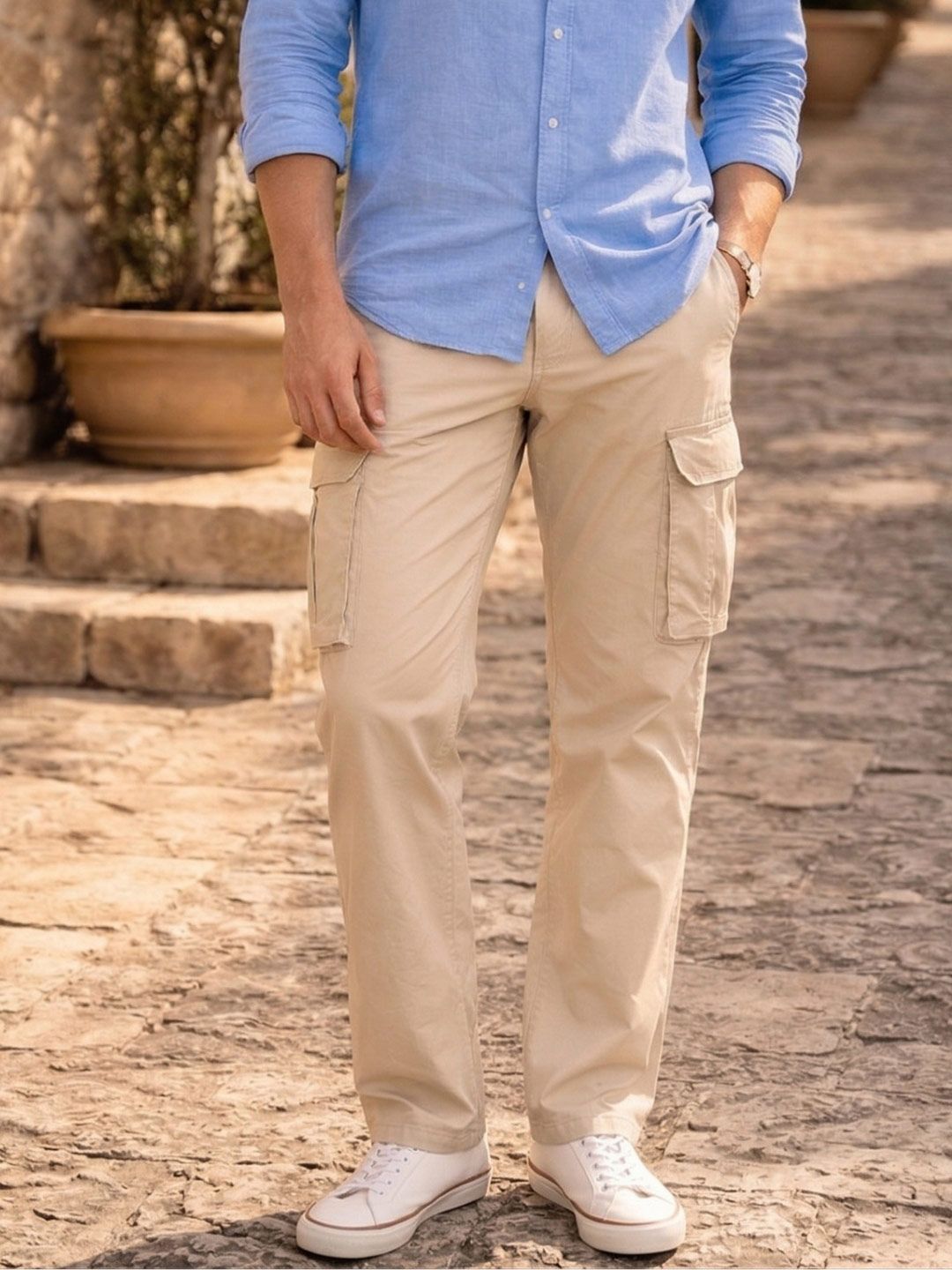 Louis Philippe Jeans Louis Philippe Men Relaxed Straight fit Comfort Stretch Travel Friendly Casual Trouser