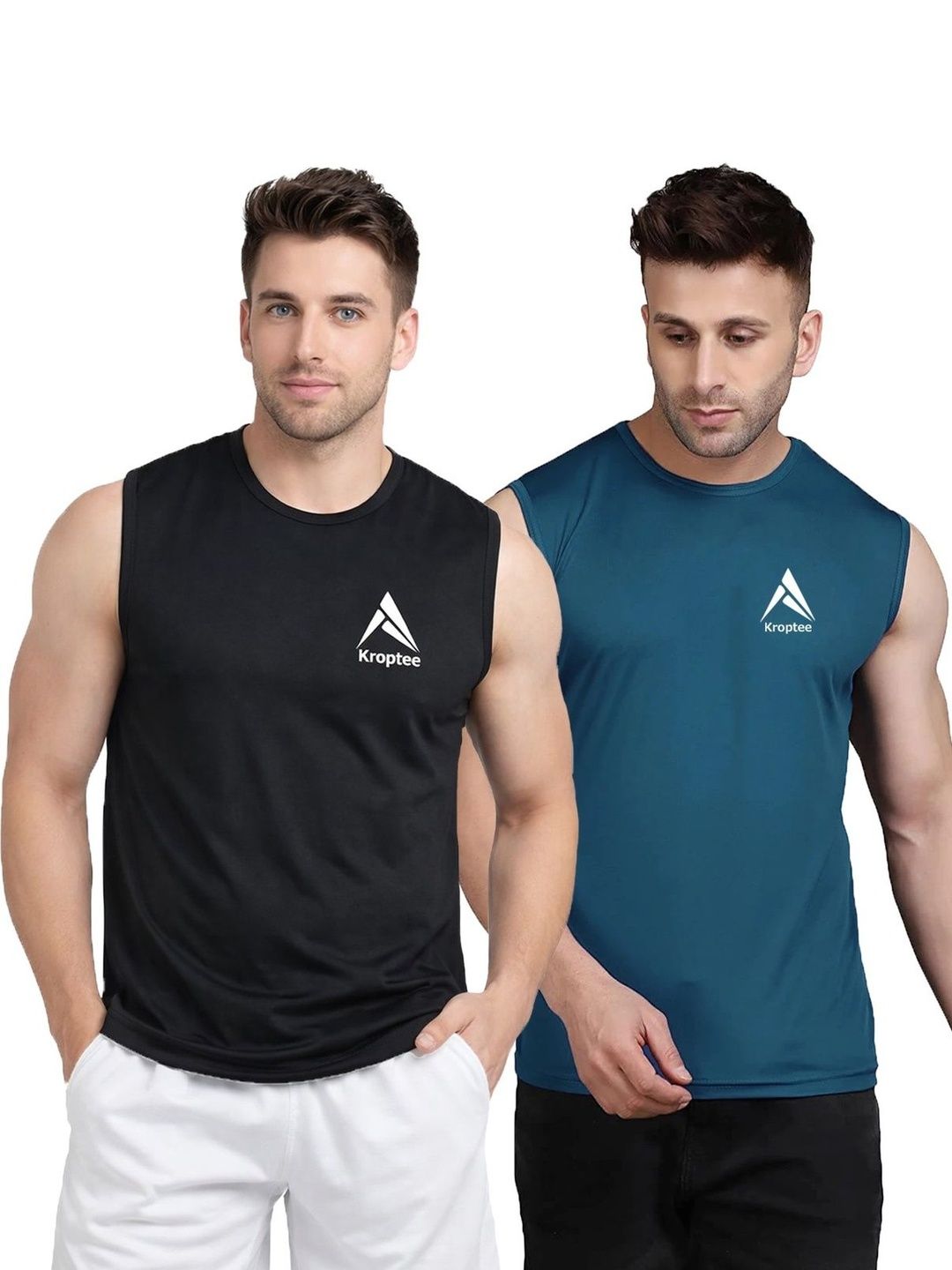 Kroptee Pack of 2 Cotton Blend Gym Vest