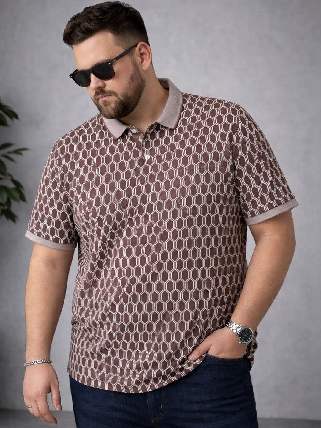AUSTIVO Men Printed Polo Collar T-shirt