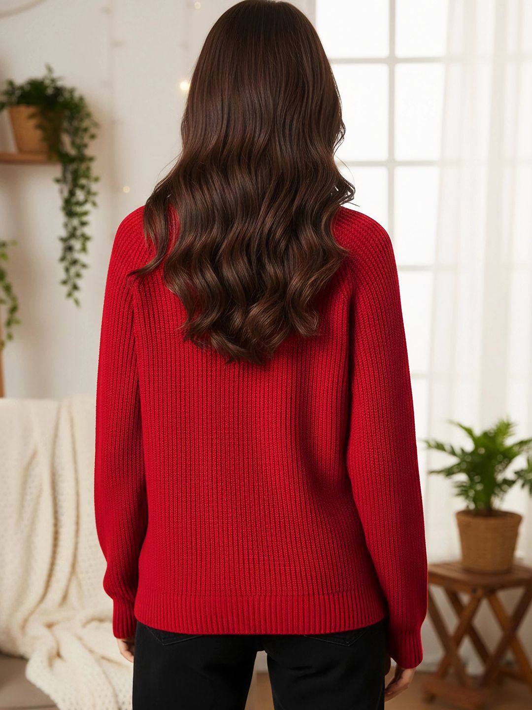 Buy Berrylush Women Stunning Red Solid Knits Bits Sweater