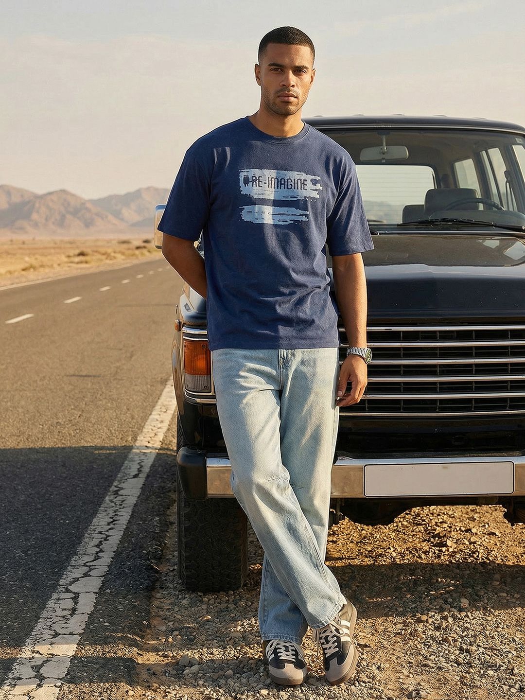 The Roadster Life Co. Typography Printed Relaxed Fit Pure Cotton T-shirt