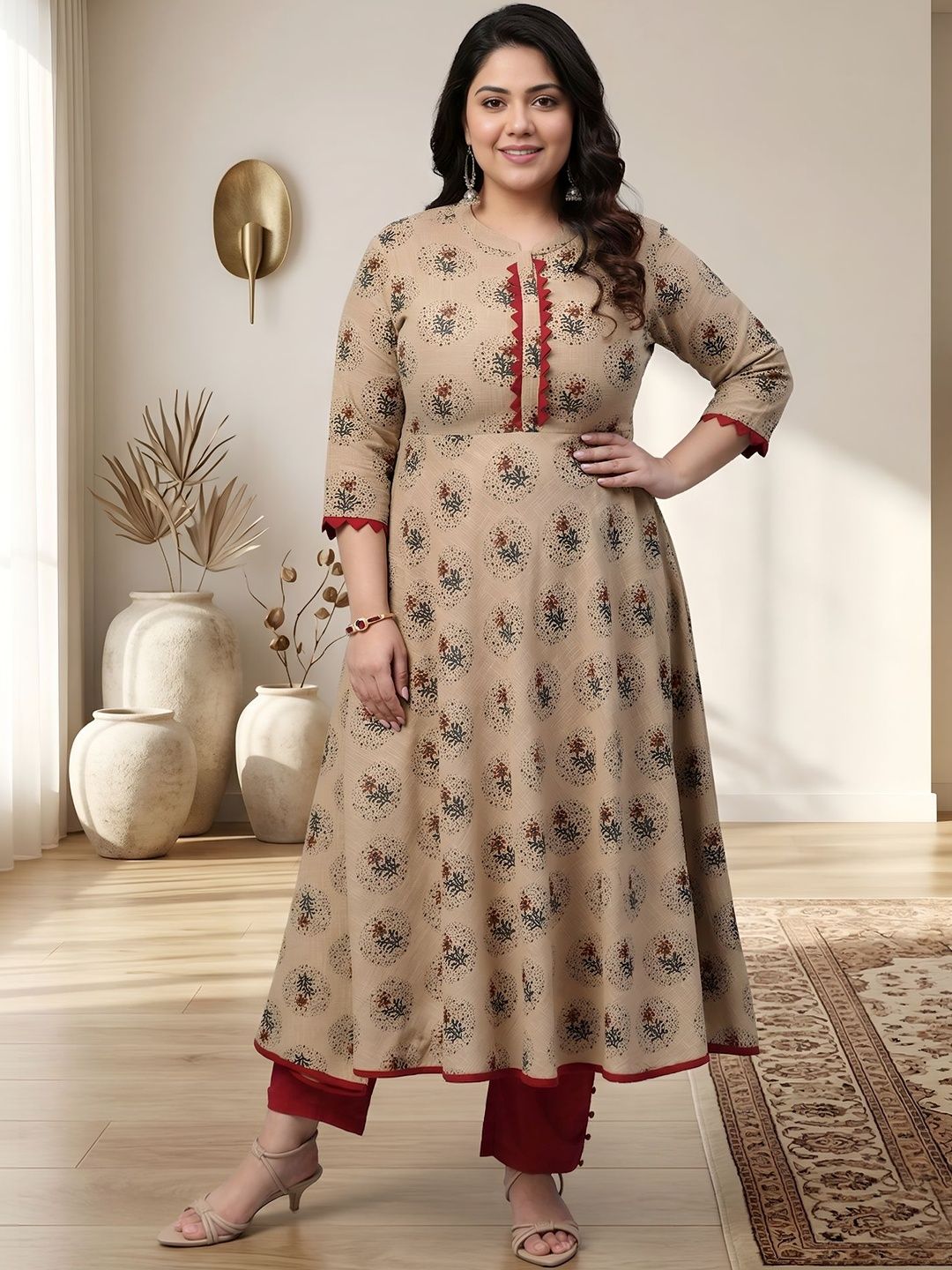 IKRASS Women Floral Printed Indie Florals Anarkali Kurta