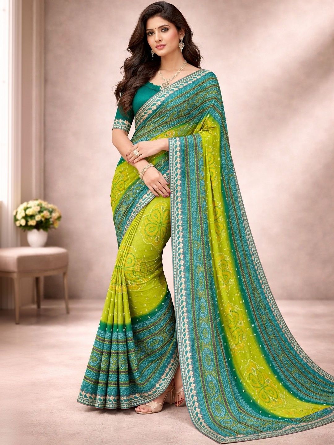 SZN Bandhani Poly Georgette Saree