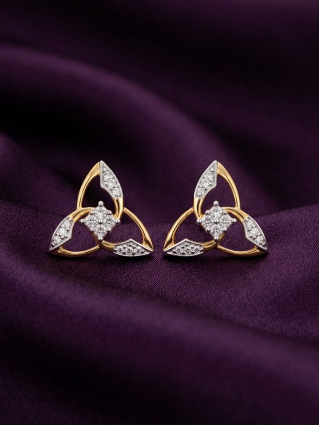 BAYAN JEWELRY 18Kt Gold Plated 925 Sterling Silver 0.31Ct Lab Grown Diamond Earrings-0.27g