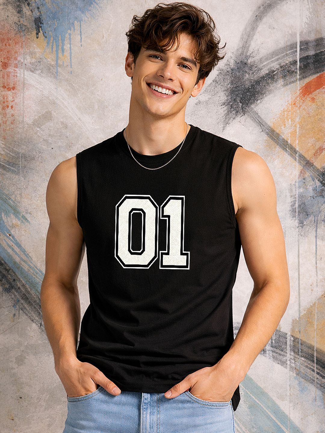 CLAFOUTIS Men Printed Relaxed Fit Sleeveless Tshirts