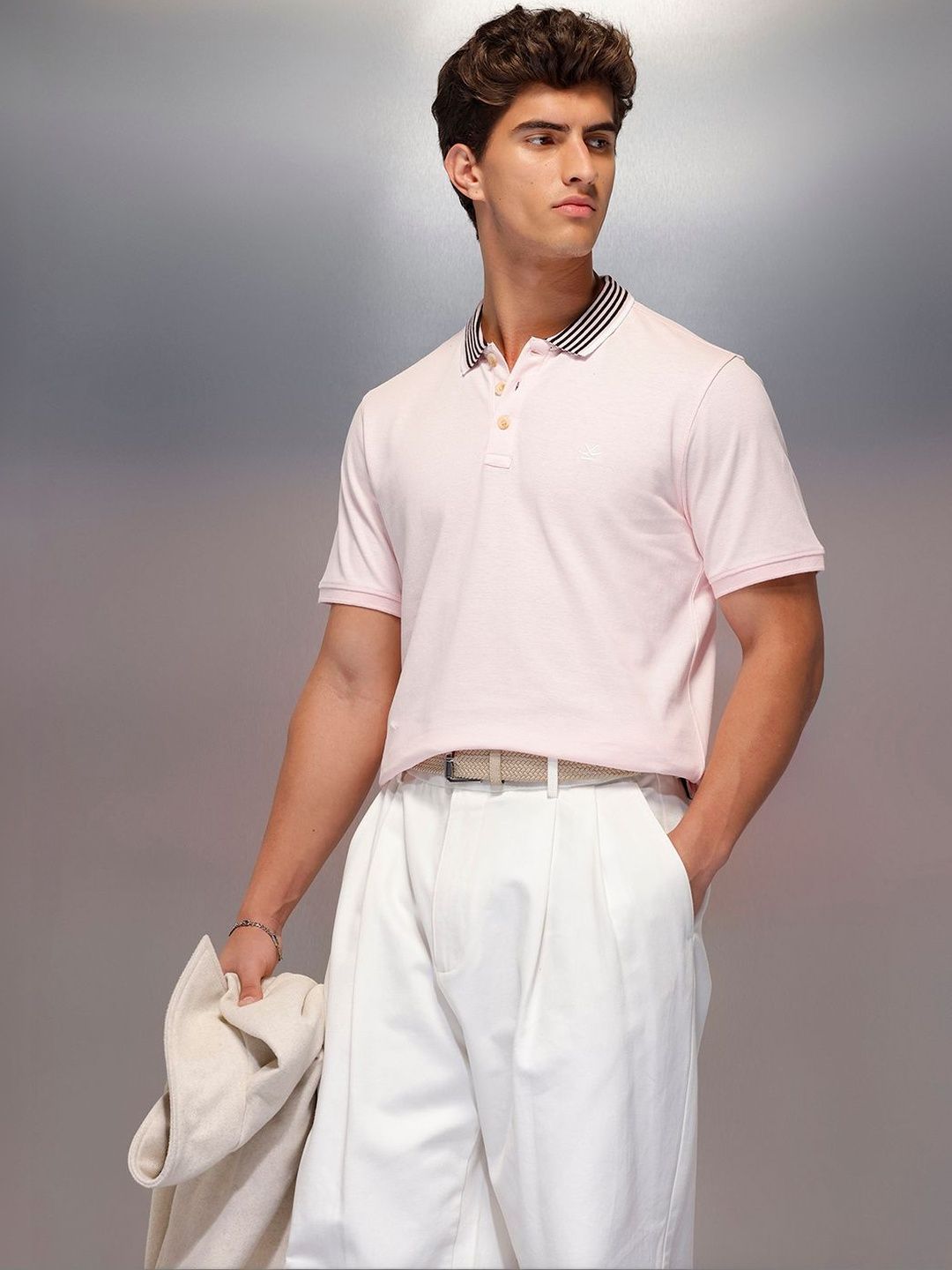 WROGN Men Polo Collar Slim Fit T-shirt