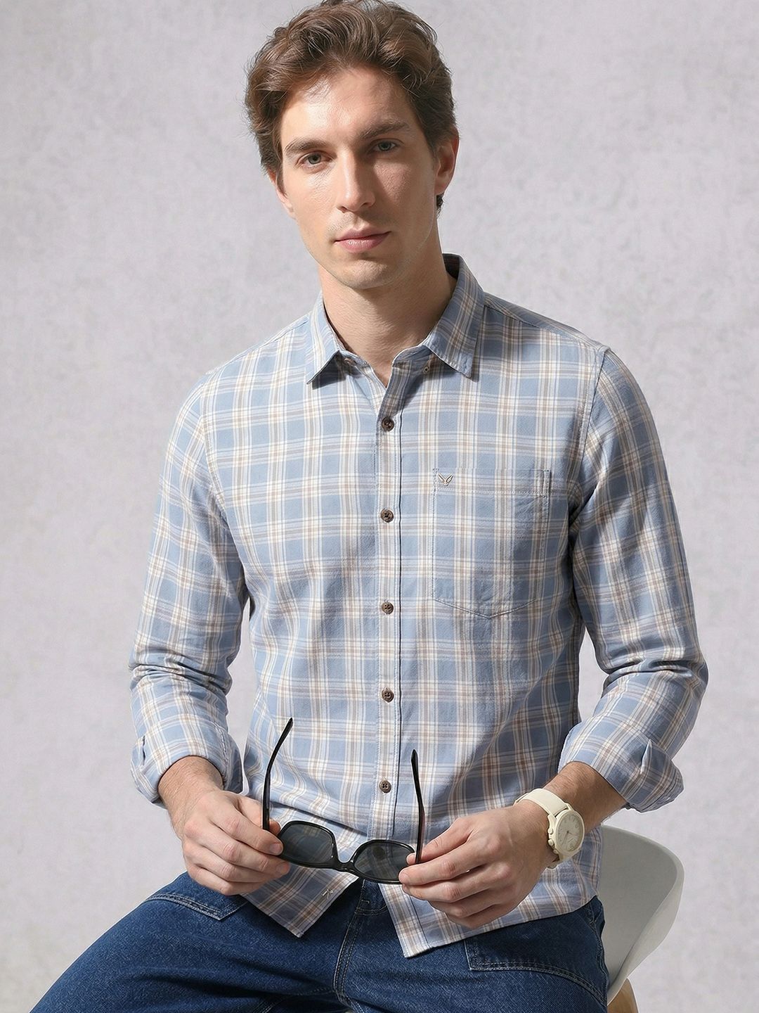 WROGN Slim Fit Checked Casual Shirt