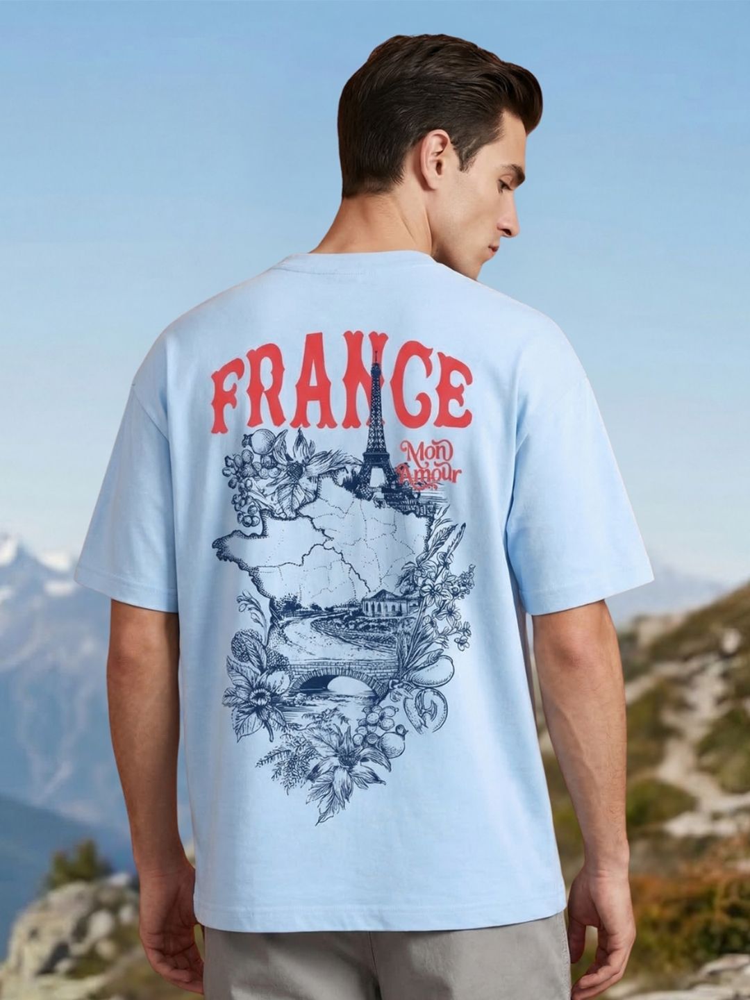 NOBERO Men Printed Drop-Shoulder Sleeves T-shirt