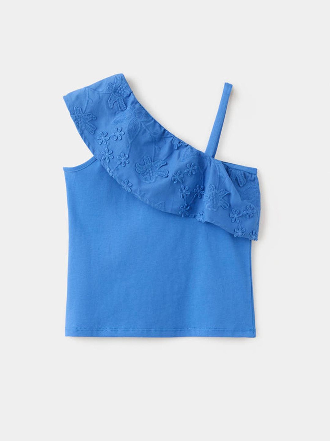 Mango Kids Mango Kids Girls Floral Embroidered Ruffles Pure Cotton Top