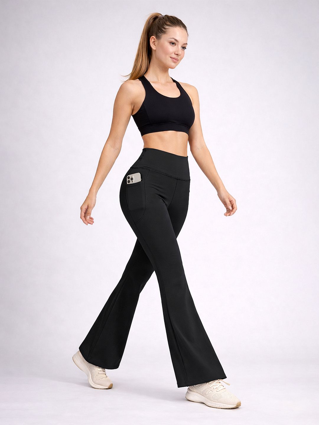 POOJARAN SAREE Women Slim Fit Black Flared Bell Bottom Training Track Pants