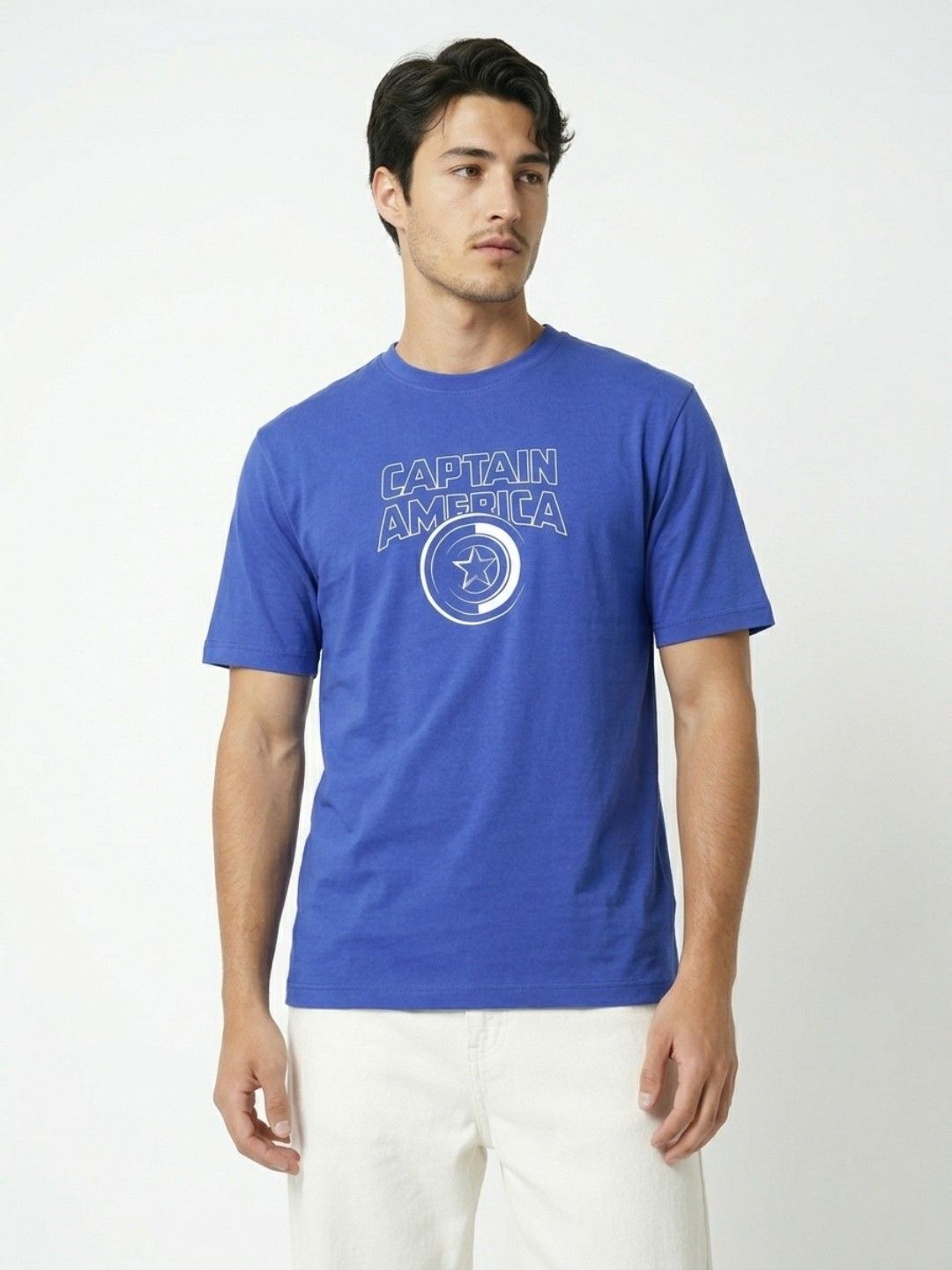 glitchez Captain America Printed Relaxed Fit T-shirt