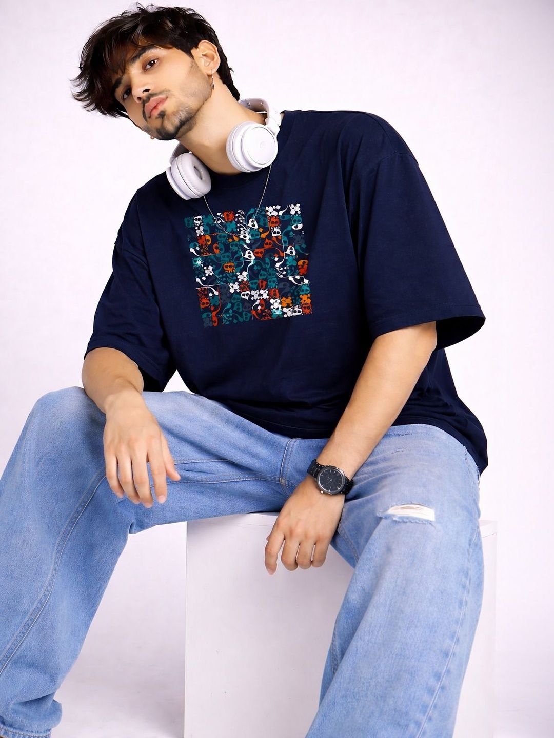 Moda Rapido Men Printed Drop-Shoulder Sleeves T-shirt