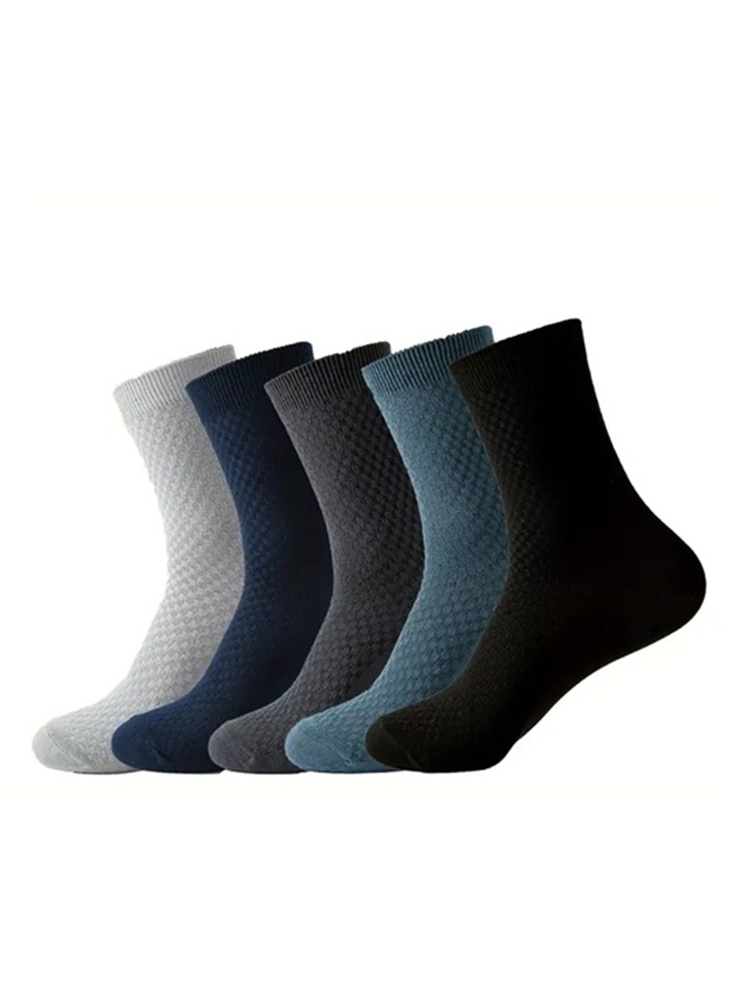 PRASTHAN Men Pack Of 5 Patterned Cotton Blend Ankle Length Socks